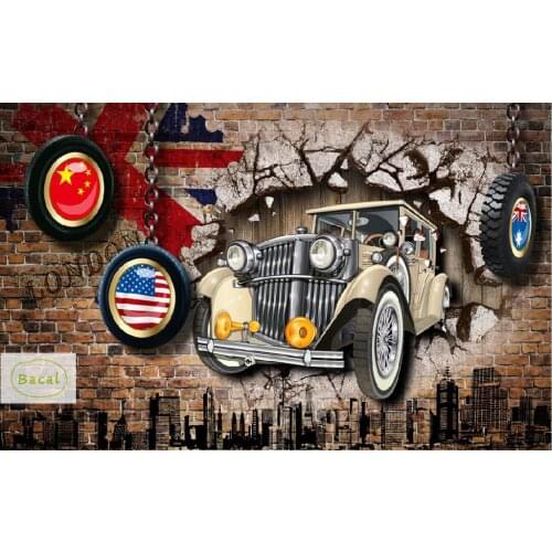 Bacal Modern Creative Street Graffiti Sports Car Photo Wallpaper Living room Clubs KTV Bar 3D Wall Mural Wall Paper Papier Peint