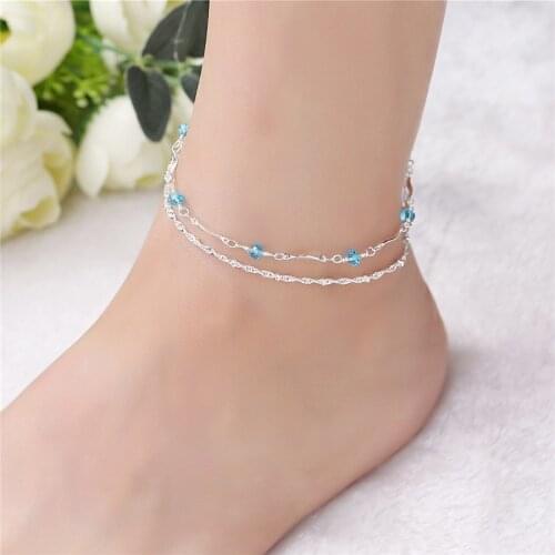 Bohemia Bead Anklet Foot Jewelry Women Ankle Leg Jewelry Summer Beach 925 Silver Chain Anklets Fashion Jewelry CB089