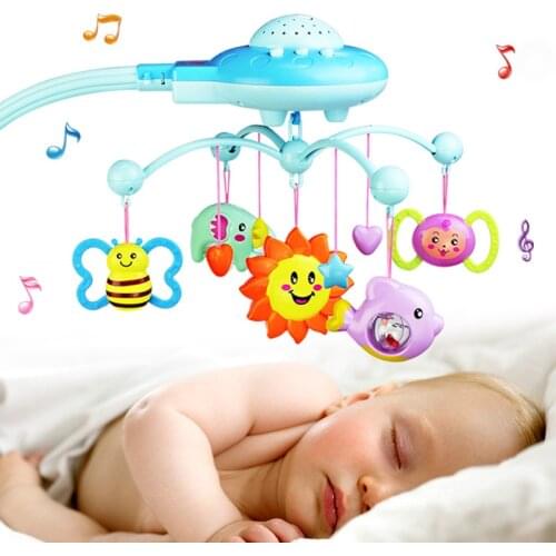 Baby Bed Bell Toys Newborn baby neonatus toys Dreamful Bed Ring Hanging Rotate Bell Rattle Toys Cartoon Music Projection toys
