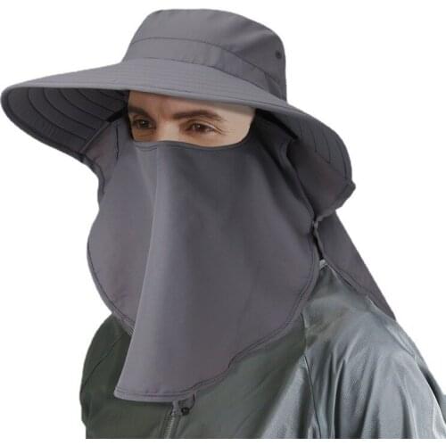 Breathable Sunscreen Sun Hats Women Men Bucket Hat with Neck Flap Outdoor Anti-UV Wide Brim Fishing Caps