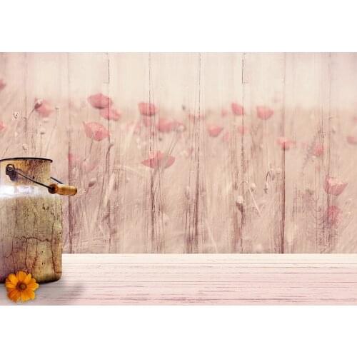 Wooden Board Printing Flowers Photography Backgrounds Vinyl Cloth Backdrop for Children Baby Pet Toy Photobooth Photo Studio