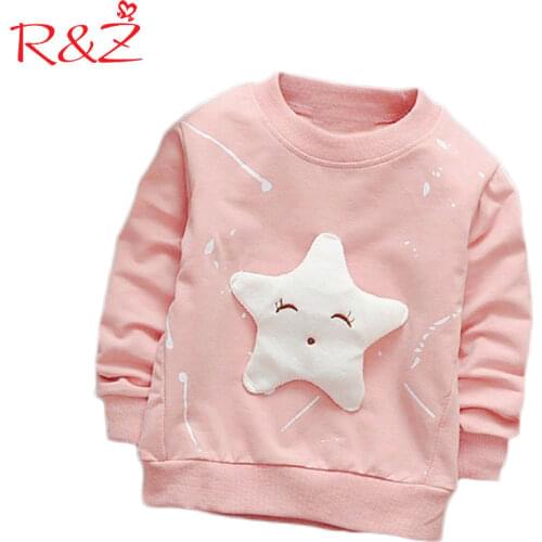 R&Z T-shirt 2018 spring and autumn girls cartoon long-sleeved round neck cotton cartoon shirt childrens fashion trend shirt