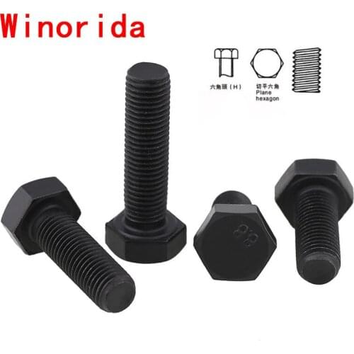 Gb5785 Spot 8.8 Fine Tooth External Hexagon Screw Black External Hexagon Young Tooth Bolt Screw M8-m12 20PCS