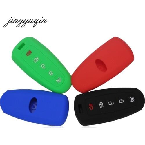 Jingyuqin 10pcs/lot Silicone Key Cover For Ford Escape Explorer Edge Flex Focus Taurus Lincoln Mks 5 Button Car Key Fob Case