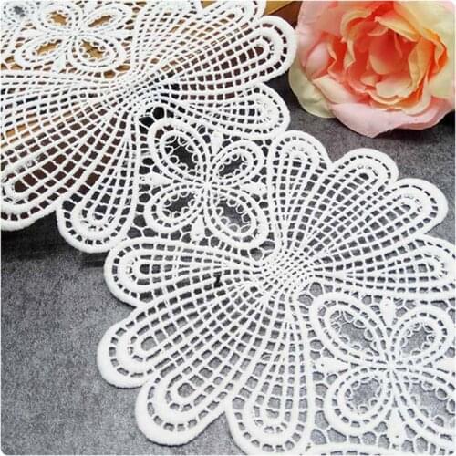 15 yrad/lot 14cm Width Sewing Accessories Water Soluble Floral Lace Applique White Embroidered Lace Trim