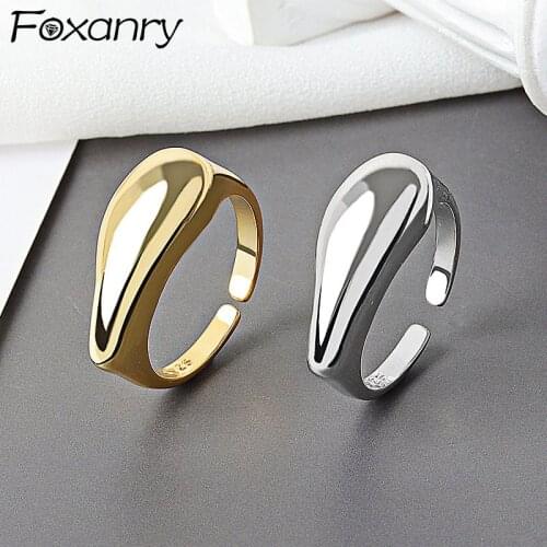 Foxanry Minimalist 925 Sterling Silver Rings Engagement Jewelry for Women INS Fashion Creative Smooth Party Accessories Gifts
