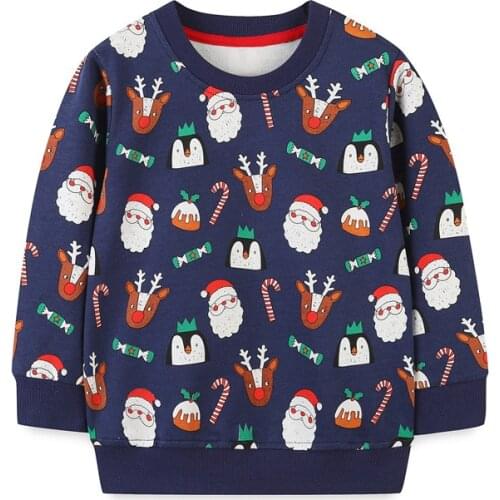 Jumping Meters New 2021 Christmas Sweatshirts Winter Boys Girls Santa Claus Print Childrens Hoodies Kids Costume Deer Shirts