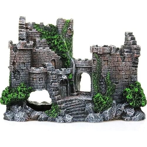 New Retro Castle Aquarium Landscaping Ornaments Simulation Resin Crafts Aquarium Fish Tank Decoration Fishes Pet Supplies 2021