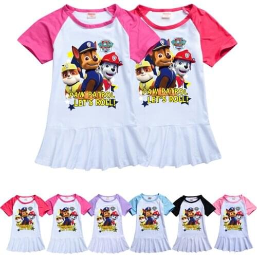 New Paw Patrol Summer Dresses Childrens Clothing Cartoon Girls Clothing Short sleeve Girls Dress