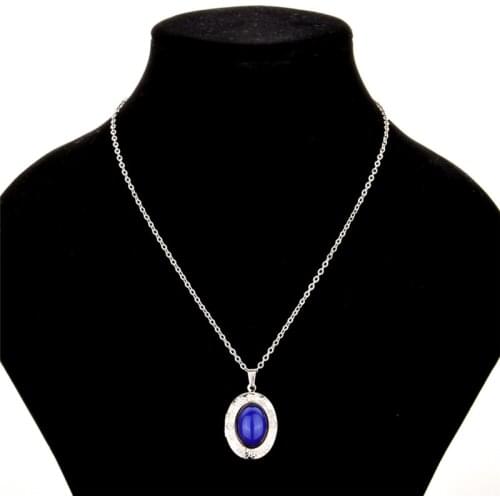 Mood Necklaces Retro Elliptical Pendant Necklace With Temperature Control For Color Change Stainless Steel Chain Jewellery Women