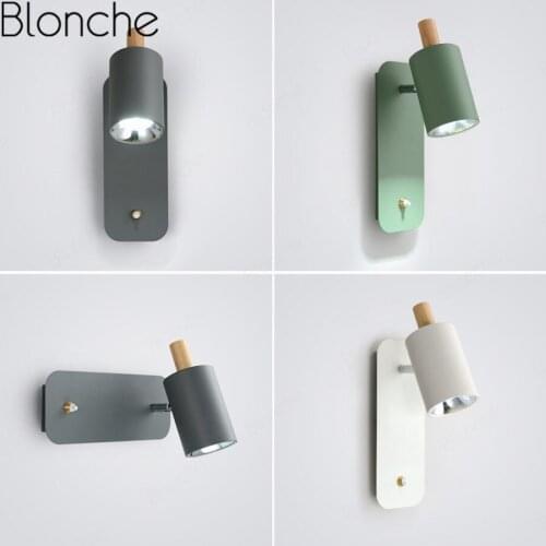 Nordic Rotatable Wall Lamps Macaron Simple Reading Wall Sconces Light for Bedroom Bedside Corridor Home Decor Lighting Luminaire