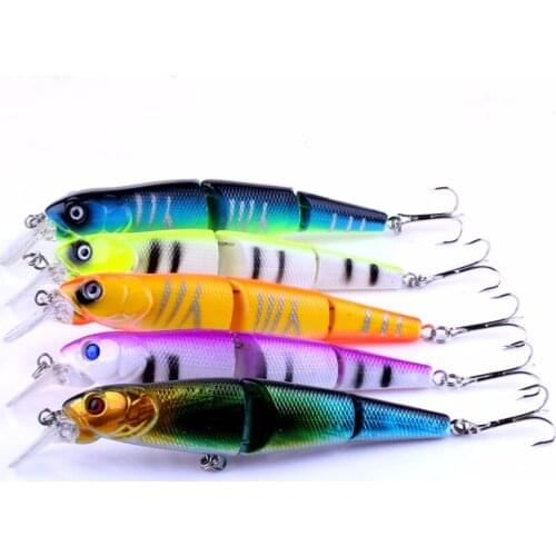 5Pcs Big Size Fishing Bait 12.5CM 16.2G 3 Section Jointed Lure Wobbler Bait Swimbait Fishing Tackle Minnow Fishing Lures