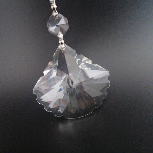 1Pcs 58mm Scallop Shape Clear Crystal Pendant Prisms w/14mm Octagon Beads w/Chrome Bowtie Pin Lamp Part Chandelier Hanging Decor