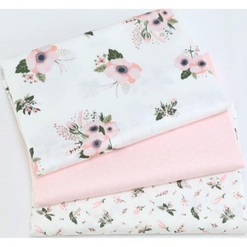 Pink Floral Printed Diy Twill Cotton Fabric for Patchwork Sewing Craft Home Textile Tilda Doll Baby Cloth Telas Patchwork Tissue