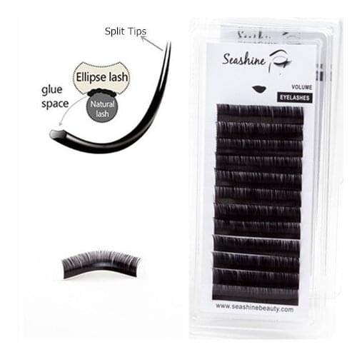 Seashine 12 lines/tray Individual Lashes Flat Lashes Eyelashes Mink lashes Factory Hand Made Premium Ellipse Free Shipping
