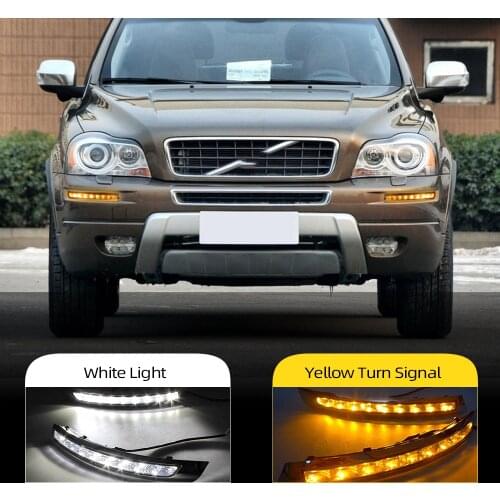 LED Daytime Running Light bummper lamp with yellow turning lights fog lamp DRL For VOLVO XC90 2007 2008 2009 2010 2011 2012 2013