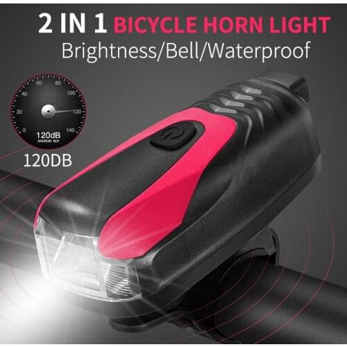 WEST BIKING Bicycle Light USB Charging Bike Front Waterproof LED Cycling Head Horn Light 120db Bell MTB Road Bicycle Accessories