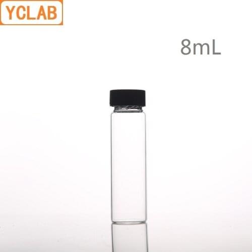 YCLAB 8mL Glass Sample Bottle Serum Bottle Transparent Screw with Plastic Cap and PE Pad Laboratory Chemistry Equipment