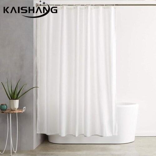 European White Shower Curtain Solid Color Polyester Fabric Thick Waterproof Curtains Mold Simple Bathroom Set Partition Curtain