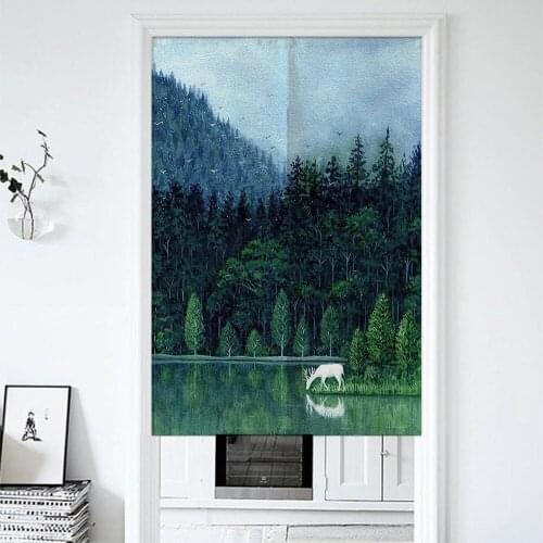 Forest Door Curtain Living Room Bedroom Shuttered Curtain Noren Japanese Curtain Entrance Feng Shui Door Curtain
