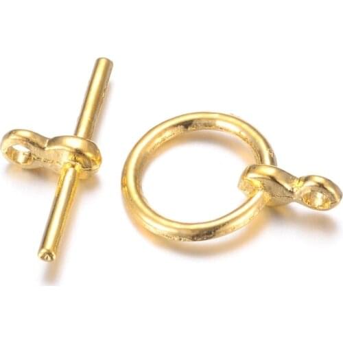 10 Set Alloy Ring Toggle Clasps Hooks for jewelry Making findings Tbars Decoration Accessories Ring: 12x17x1mm, Bar:19x8x1mm F60
