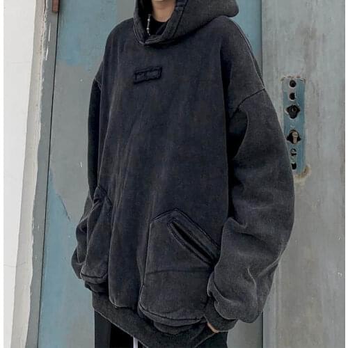 Hooded Sweatshirt Vintage Oversized Goth Gothic Hoodie Women Top Trend Street Fashion Retro Washed Fried Color Old Velvet