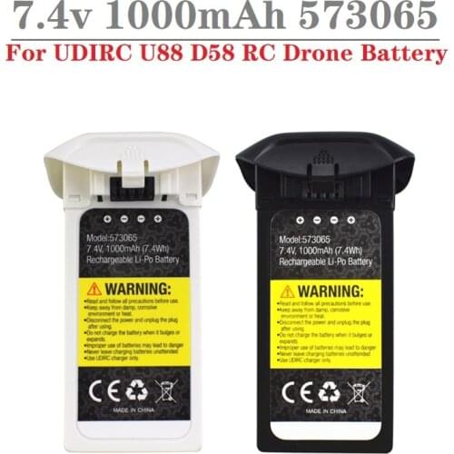 1/2/3/5Pcs Original 7.4V 1000mAH 573065 lipo Battery for D58 U88 RC Quadcopter Spare Parts 2s 7.4v Battery for U88 Drone Parts