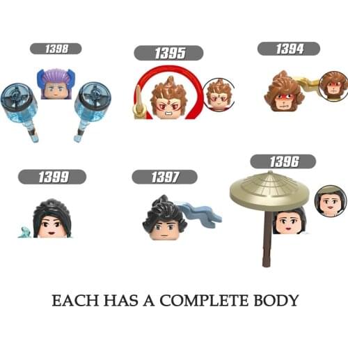 1Pcs Sale Anime Mythology Series Action Figures Sun Wukong Na Zha Bai Suzhen Mini Bricks Building Blocks Assembled Model