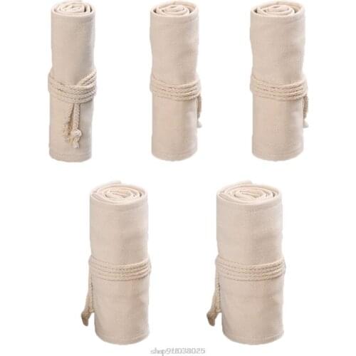 12/24/36/48/72 Holes Canvas Roll Up Pen Curtain Pencil Bag Case Makeup Wrap Holder Storage Pouch Ja21 21 Dropship
