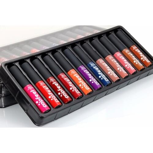 12pcs\set Makeup Lip Gloss Matte Liquid Lipstick Maquiagem Matt Lip Gloss Cosmetics Mate Batom Lip Stick Maquillaje Lipgloss Kit