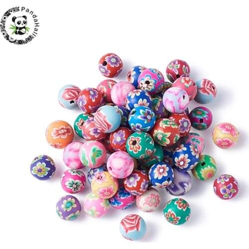 200PCS Handmade Polymer Clay Beads For Jewelry Making Round, Mixed Color, about 8mm in diameter, hole: 1mm Beads DIY Bracelets