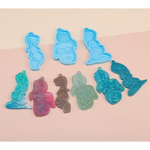 3 Types Pregnant Mother Silicone Mold Key Chain Pendant Casting Mould for DIY Epoxy Resin Pendant Decoration Jewelry Making