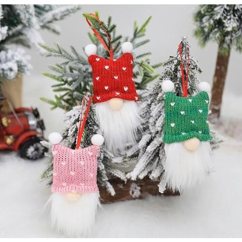 6pcs Christmas Ornaments Set Plush Doll Dwarf Tree Topper Xmas Tree Hanging Decoration