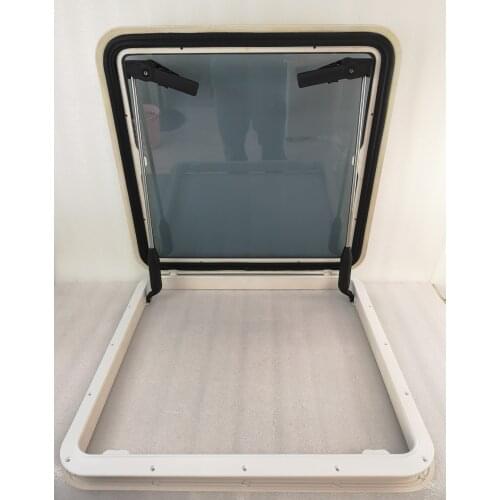 630*630mm Square Marine Grade Nylon Boat Deck Hatch Window With Tempered Glass and Trim Ring