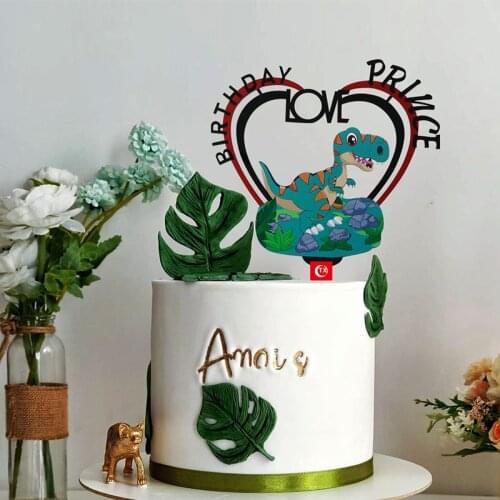 Baby Shower Cute Dinosaur Acrylic Birthday Cake Topper Cartoon Animal Baking Cake Topper for Kids Birthday Party Cake Decoration