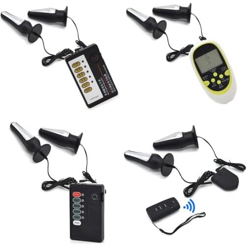 Electric Shock Metal Pulse Anal Dildo Vibrator Electro Shock Anal Beads Vibrator Massage Butt Plug Medical Themed Sex Toys