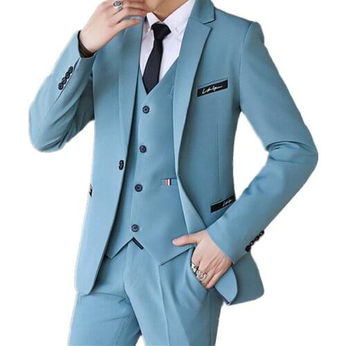 Blazers Pants Vest 3 pieces Sets / 2021 Fashion New Mens Casual Boutique Business Embroidery Suits Jacket Trousers Waistcoat
