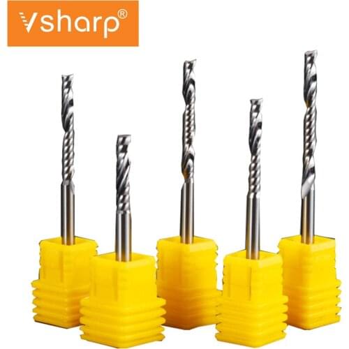 3.175mm Shank AAA 1 Flute End Mill Tungsten Carbide Steel Spiral Milling Cutter Engraving Machine CNC Tool For MDF, Solid Wood