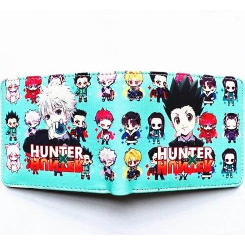 Jump anime hunter billfold blue leather wallet pocket wallet with cion zipper