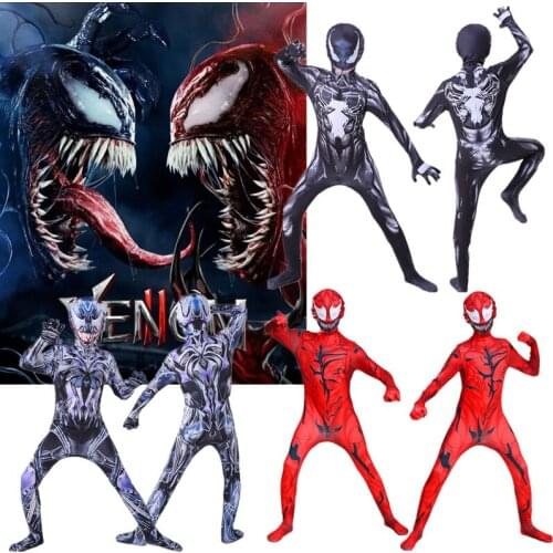 Venom Let There Be Carnage Cosplay Costume Zentai Outfits Uniform Jumpsuit Bodysuit Catsuit Adult Kids Halloween Party Prop