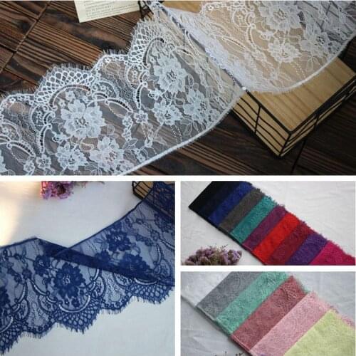 3Meters/Lot 27CM Width Eyelashes Lace Trim Flower Unilateral Wave Lace Fabric Handmade DIY Wedding Veil Clothes Accessories