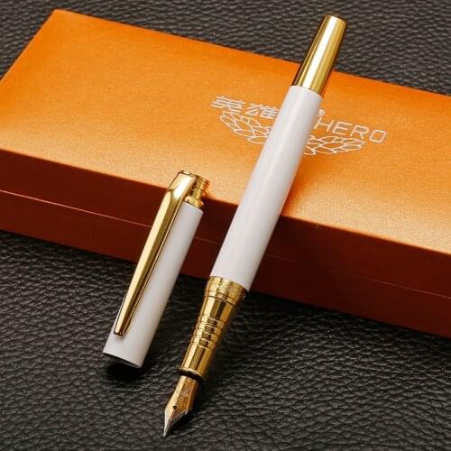 HERO R75 Metal Case White Fountain Pen Unique and Stylish Design Gift Ink Pen