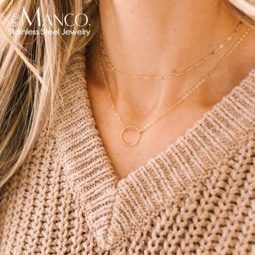 EManco 2 PCS Layered Necklace for women 316L Stainless Steel Necklace women Titanium steel Lace Chain Choker Necklace