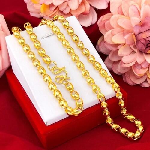 FASHION MENS NECKLACE 14K GOLD NON-FADING SMOOTH CHAIN NECKLACES DELICATE WHEAT DESIGN NECKLACE FOR WEDDING ENGAGEMENT JEWELRY