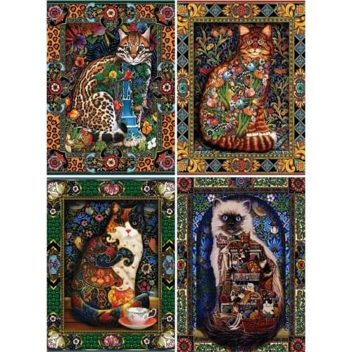 MomoArt 5D DIY Diamond Painting Cat Handcrafts Full Square Round Diamond Embroidery Sale Animal Rhinestone Art Wall Decoration