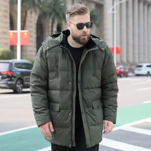 2019 Mens Thick Large size XL-8XL 9XL 10XL Hooded Park Thermal Jacket Autumn and Winter Collar Mens jacket Color Black / Green