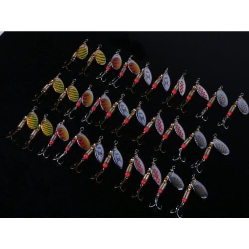 30Pcs Spoon Spinner Fishing Lure Box Sequin Spoon Wobbler Bass Spinnerbait Set Rotating Metal Fishing Tackle