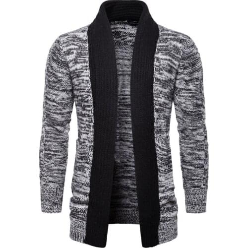 New Autumn Cardigan Cloak England Style Long Sweatercoat Men Knitwear Black Gray Contrast Cardigan Knitted Sweaters Male M-XXL