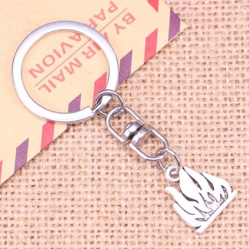 New Fashion Keychain 15x18mm flames fire Pendants DIY Men Jewelry Car Key Chain Ring Holder Souvenir For Gift
