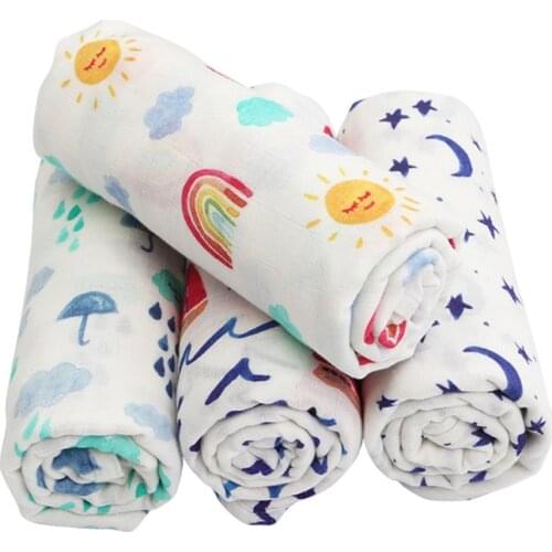 3pcs / lot 2018 Newest Bamboo Cotton Blanket Newborn Baby Swaddle Wrap Super Soft Crib Sleeping Blankets 120*120cm